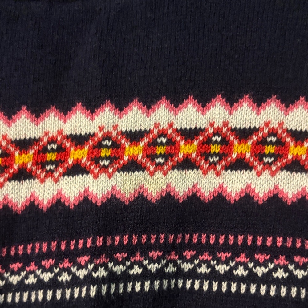 GAP Women's Navy Multicolor Christmas Holiday Crew Neck Detailed Sweater - Picture 5 of 7